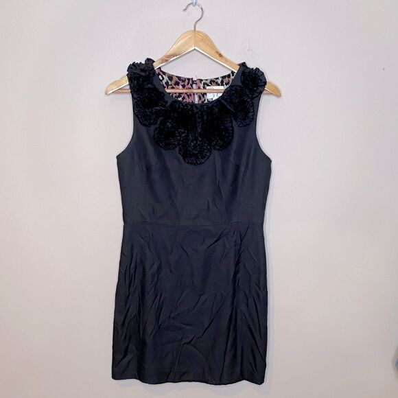 Milly Silk Wool Blend Ruffle Blk Sleeveless Dress - Picture 1 of 6